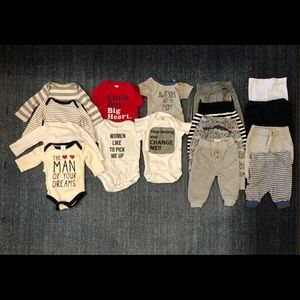 lot of 16 pieces of 0 to 3 months baby boy clothes